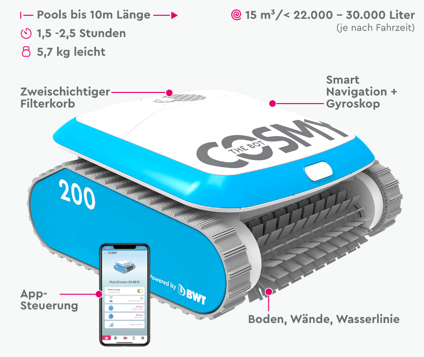 BWT Poolroboter COSMY 200 mit App Steuerung